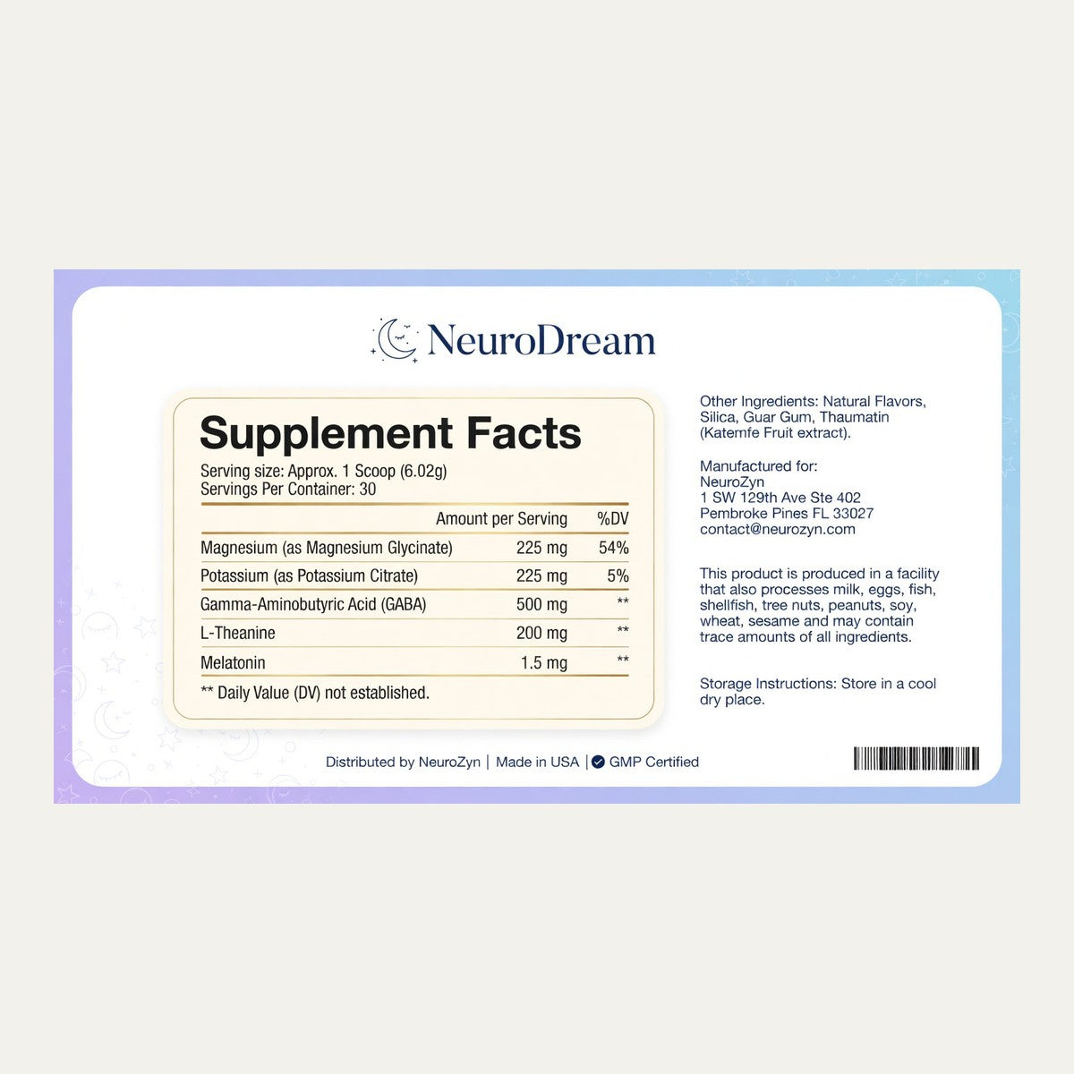 NeuroDream Supplement Facts
