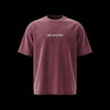 Maroon t-shirt with white text on a light gray background