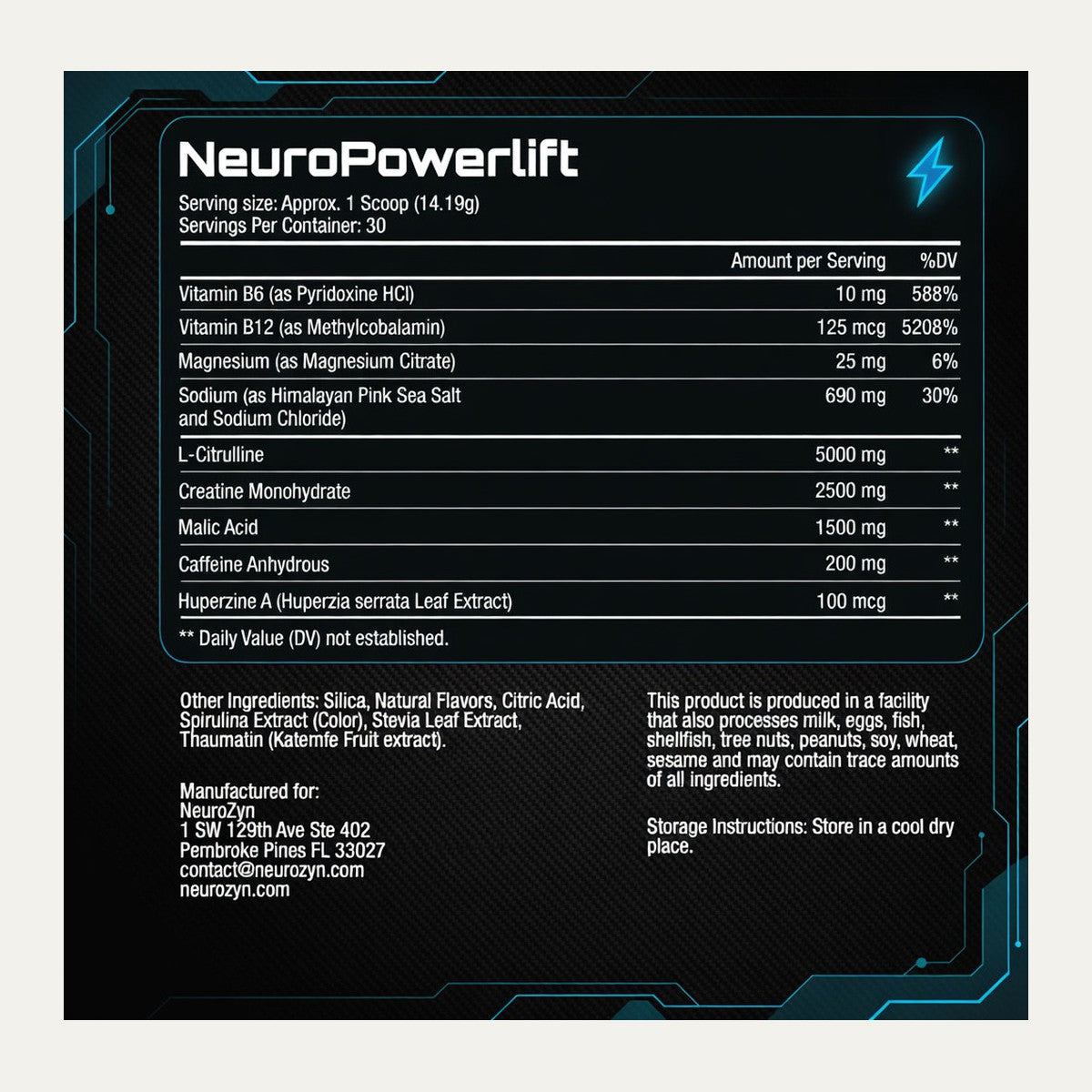 NeuroPowerLift Supplement Facts